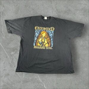 Vintage Entombed Shirt Mens XXL Black Y2K Morning Star Death Metal Band Cygnus‎